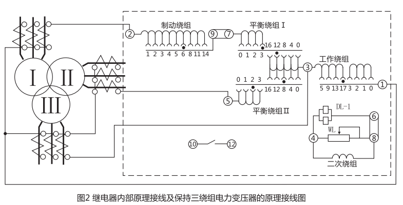 继电器内部原理接线及保持三绕组电力变压器的原理接线图