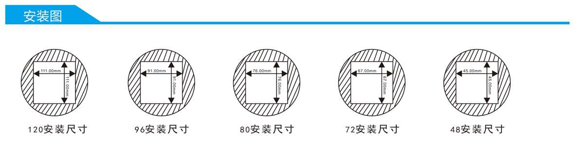 三相数显交流电流表SJ194I-8K4产品尺寸